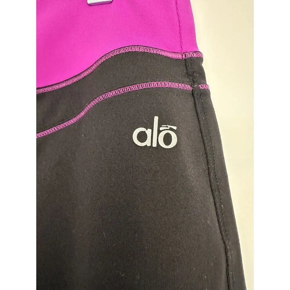 Alo Yoga Flare Leggings Black Magenta Purple High Rise Bootcut Yoga Pants Y2K